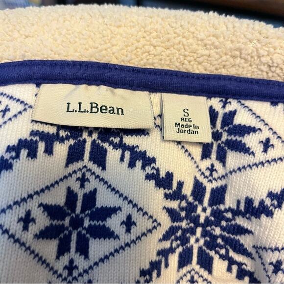 L.L. Bean Fleece Fair Isle Knit Full Zipper Jacket Small Vintage Soft Comfy Warm - Picture 4 of 4